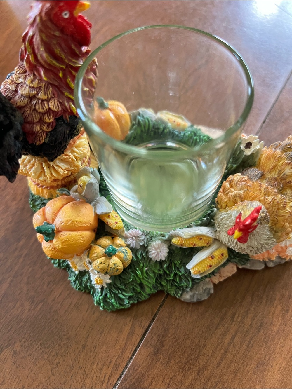 Harvest Rooster and Hen  Pumpkin Votive Candle Holder - Fall Table Decor